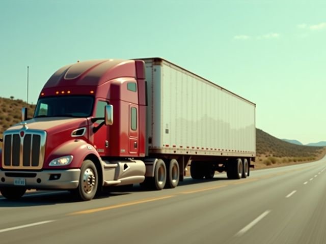 Tráiler con caja seca en una carretera del norte de México